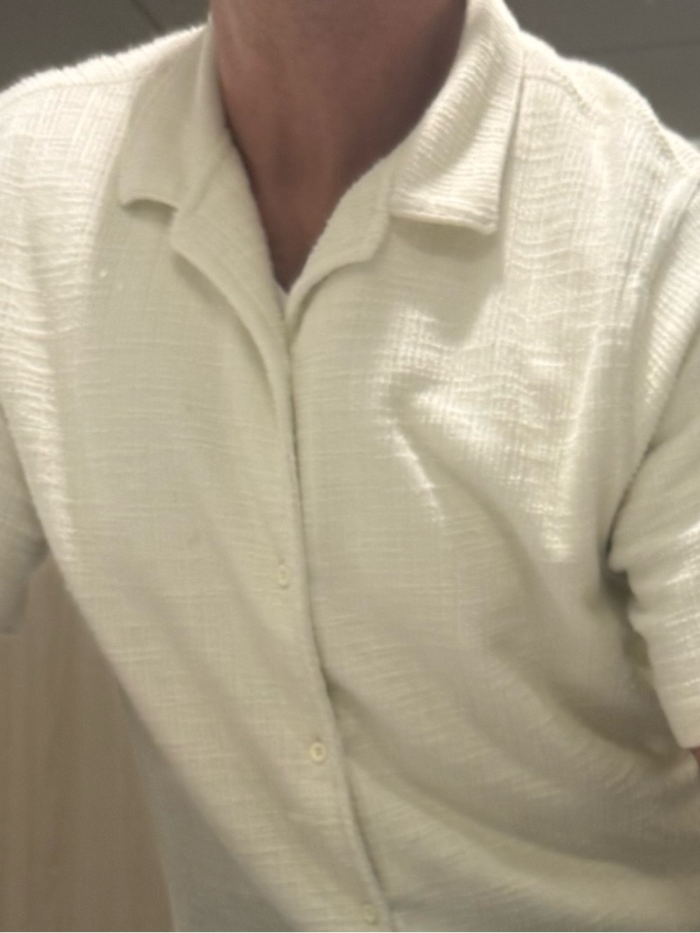 Men's Short-Sleeve Casual Button-Down Shirt in Cream